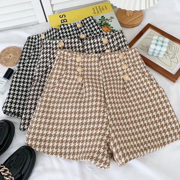 women's shorts fashion small fragrant tweed houndstooth double-breasted irregular high-waisted thin wide-leg pants casual women, White;black
women's shorts fashion small fragrant tweed houndstooth double-breasted irregular high-waisted thin wide-leg pants casual women, White;black