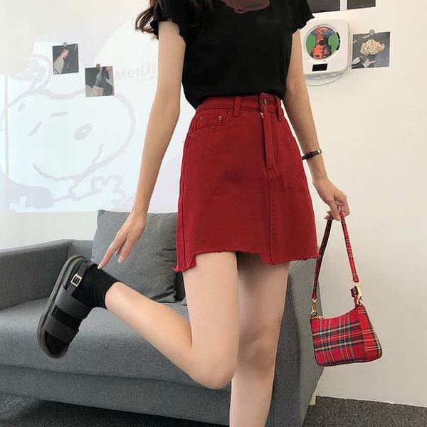 skirts red cowboy short skirt girl summer high irregular a-line pockets hip design niche, Black
skirts red cowboy short skirt girl summer high irregular a-line pockets hip design niche, Black