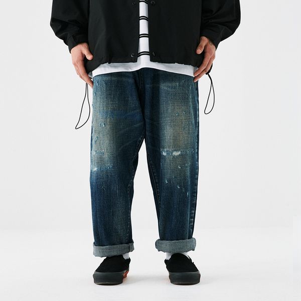 american style pierced embroidery washed jeans men's street fashion loose straight capris wide leg casual pants, Black
american style pierced embroidery washed jeans men's street fashion loose straight capris wide leg casual pants, Black