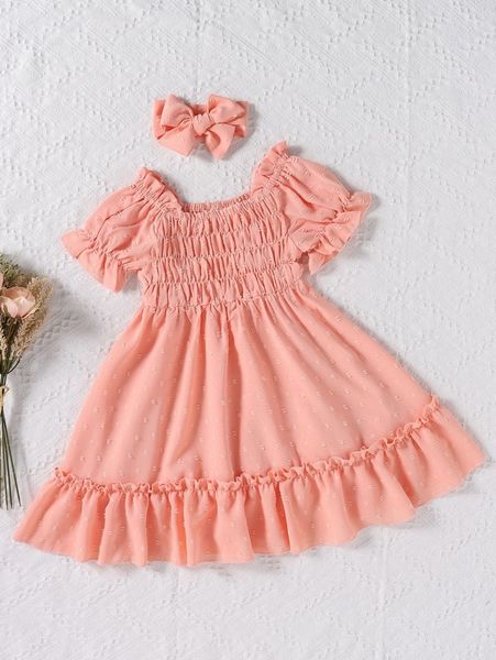 toddler girls swiss dot shirred frill puff sleeve ruffle hem dress & headband she, Red;yellow
toddler girls swiss dot shirred frill puff sleeve ruffle hem dress & headband she, Red;yellow