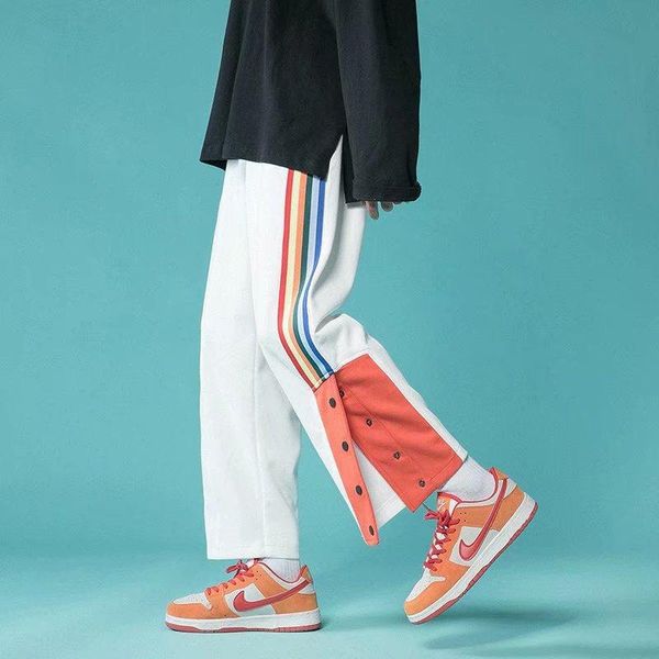men's pants street fashion hip hop side stripes full row jogging male casual loose sideways buttons basketball sweatpants, Black
men's pants street fashion hip hop side stripes full row jogging male casual loose sideways buttons basketball sweatpants, Black