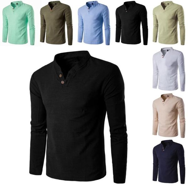 casual mens shirts buttons v-neck long sleeve stand collar cotton linen shirt men's, White;black
casual mens shirts buttons v-neck long sleeve stand collar cotton linen shirt men's, White;black