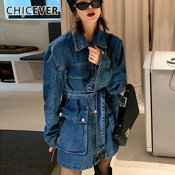 women's jackets chicever patchwork pocket denim coat for women lapel long sleeve minimalist solid casual female fashion clothes 2021, Black;brown
women's jackets chicever patchwork pocket denim coat for women lapel long sleeve minimalist solid casual female fashion clothes 2021, Black;brown