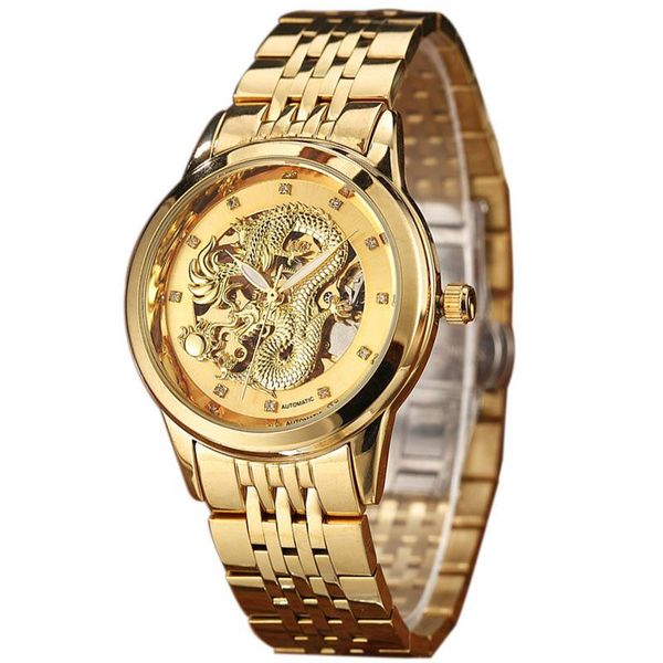 luxury dragon automatic mechanical watches for men skeleton wrist watch stainless steel strap gold clock waterproof mens reloj wristwatches, Slivery;brown
luxury dragon automatic mechanical watches for men skeleton wrist watch stainless steel strap gold clock waterproof mens reloj wristwatches, Slivery;brown