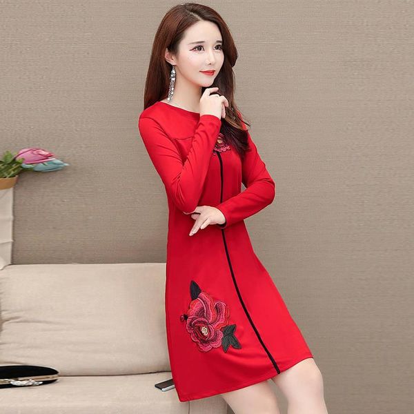 casual dresses women's spring autumn style dress embroidery patchwork long sleeve solid color o-neck korean ss1266, Black;gray
casual dresses women's spring autumn style dress embroidery patchwork long sleeve solid color o-neck korean ss1266, Black;gray