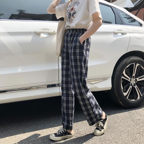 women's pants & capris long straight leisure loose women plaid retro pockets elastic waist korean all-match trousers spring autumn fash, Black;white
women's pants & capris long straight leisure loose women plaid retro pockets elastic waist korean all-match trousers spring autumn fash, Black;white