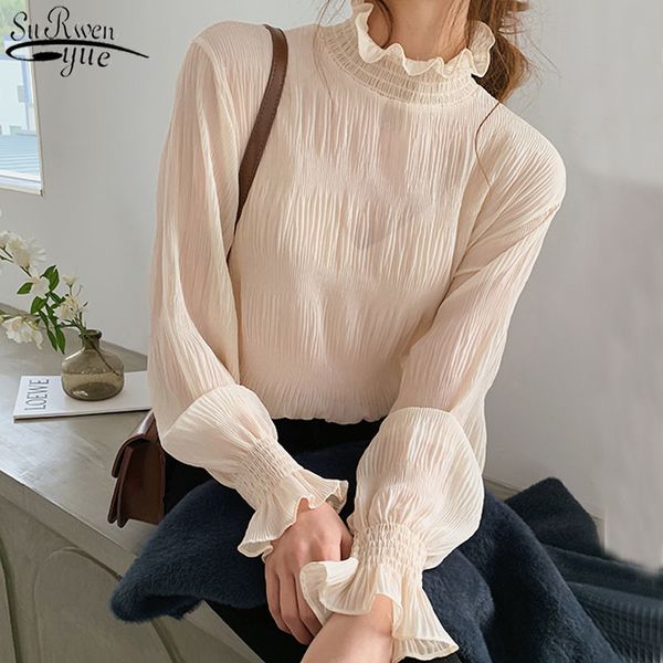 spring pleated women shirts fashion office lady chiffon blouse stand collar flare sleeve solid female 9542 210427, White
spring pleated women shirts fashion office lady chiffon blouse stand collar flare sleeve solid female 9542 210427, White