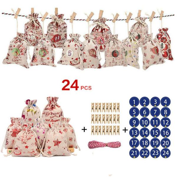 set christmas gift bags 24days countdown advent calendar sticker rope and clips diy holiday decorations b1 wrap
set christmas gift bags 24days countdown advent calendar sticker rope and clips diy holiday decorations b1 wrap