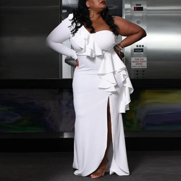 plus size dresses white dress african 2021 strapless solid color fashion ruffled high waist one shoulder temperament, Black
plus size dresses white dress african 2021 strapless solid color fashion ruffled high waist one shoulder temperament, Black