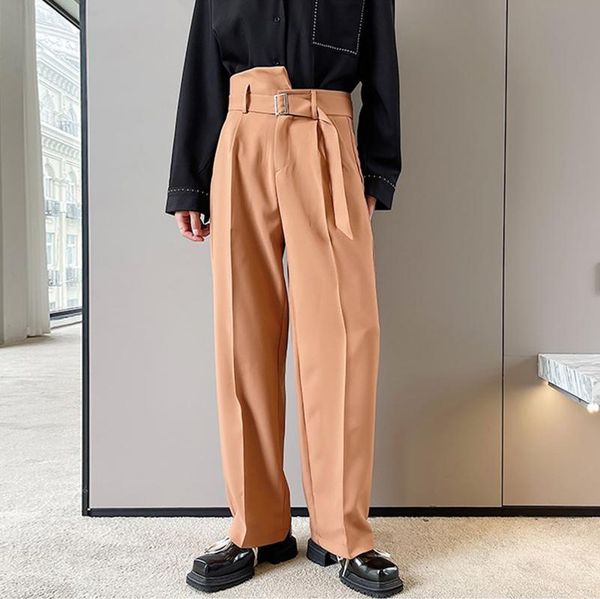 men's pants korean style design casual high waist show thin solid color wide leg fashion hairstylist, Black
men's pants korean style design casual high waist show thin solid color wide leg fashion hairstylist, Black