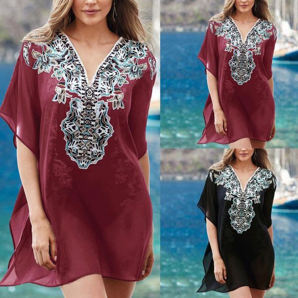 women's swimwear beach dress v-neck swimsuit sunscreen lace bikini cover up loose blouse printed skirt bathing suit smock, White;black
women's swimwear beach dress v-neck swimsuit sunscreen lace bikini cover up loose blouse printed skirt bathing suit smock, White;black