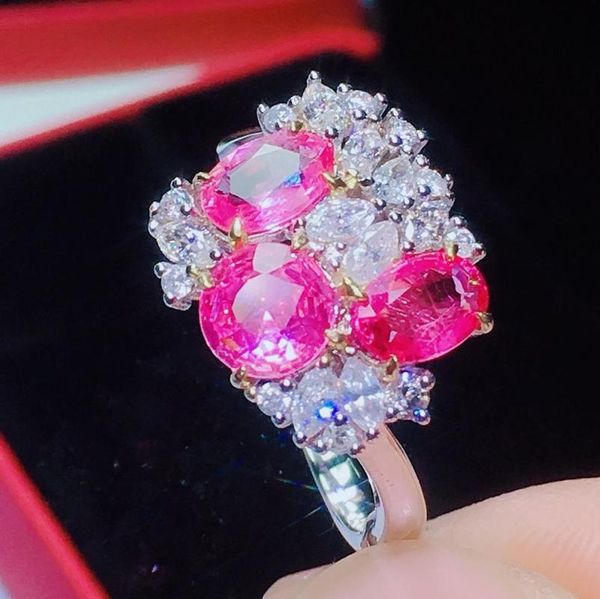 cluster rings n614 sapphire ring fine jewelry solid 18k gold nature pink 2.05ct for women presents, Golden;silver
cluster rings n614 sapphire ring fine jewelry solid 18k gold nature pink 2.05ct for women presents, Golden;silver