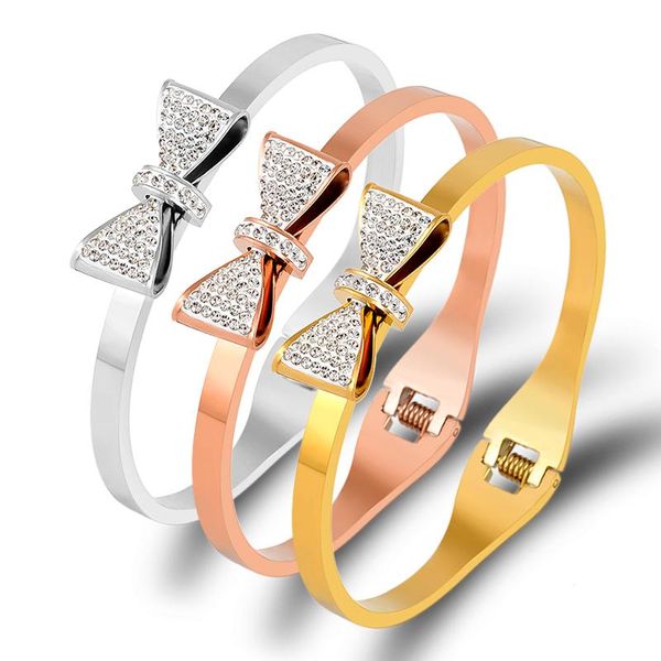 bangle summer elegant butterfly knot bracelet titanium steel jewelry crystals for lady rhinestone gold silver color, Black
bangle summer elegant butterfly knot bracelet titanium steel jewelry crystals for lady rhinestone gold silver color, Black