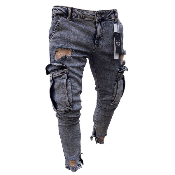 men's jeans street style men leggings slim fit pants fashion middle waist pierced jeans, Blue
men's jeans street style men leggings slim fit pants fashion middle waist pierced jeans, Blue