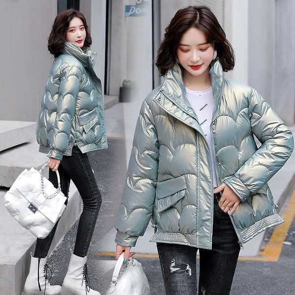women's down & parkas winter jacket women bubble coat short lightweight slim cotton-padded stand-up collar warm korean, Black