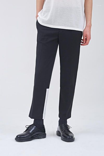men's pants korean fashion hong kong style slim fit color contrast stitching capris small leg trousers casual large, Black
men's pants korean fashion hong kong style slim fit color contrast stitching capris small leg trousers casual large, Black