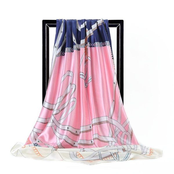 scarves 2021 summer chain print silk satin hijab scarf female 90x90cm neckerchief for ladies women square shawls and wraps, Blue;gray
scarves 2021 summer chain print silk satin hijab scarf female 90x90cm neckerchief for ladies women square shawls and wraps, Blue;gray