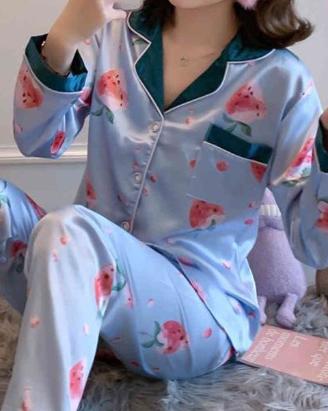 women satin two-piece pajama set ladies two piece set female & pant sets print nightgown sleepwear bedroom tracksuit 210415, Black;red
women satin two-piece pajama set ladies two piece set female & pant sets print nightgown sleepwear bedroom tracksuit 210415, Black;red