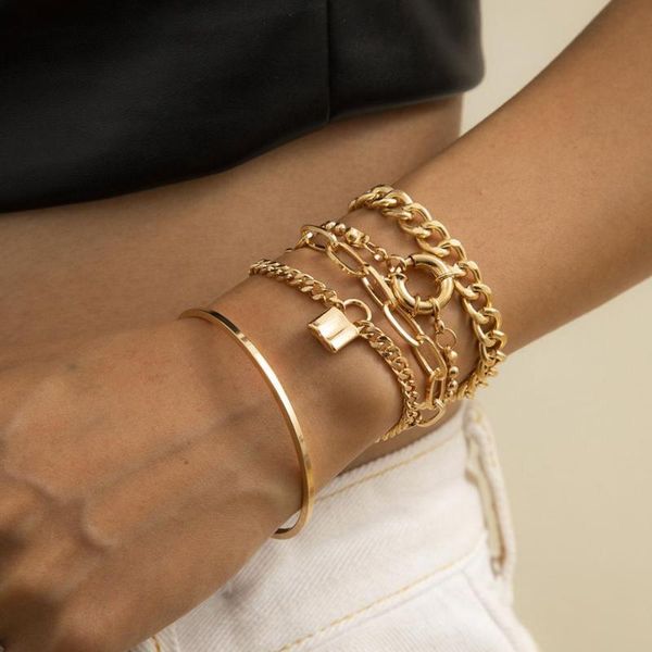 link, chain 5pcs punk hip hop bracelet geometric charming stainless fashion bracelets for girl party outdoor set gifts, Black
link, chain 5pcs punk hip hop bracelet geometric charming stainless fashion bracelets for girl party outdoor set gifts, Black