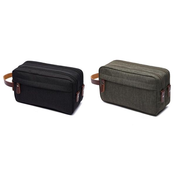 2x black/green canvas cosmetic bag with leather handle men wash shaving women toiletry storage waterproof toilet bags & cases
2x black/green canvas cosmetic bag with leather handle men wash shaving women toiletry storage waterproof toilet bags & cases