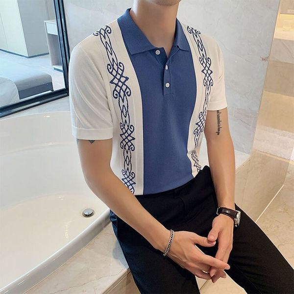 blue pattern men s street polo shirt comfortable classic fashion daily travel work party, White;black
blue pattern men s street polo shirt comfortable classic fashion daily travel work party, White;black