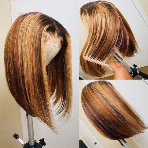omber blonde highlight color short bob straight pre-plucked hairline brazilian virgin human hair remy glueless wig for women lace wigs, Black;brown
omber blonde highlight color short bob straight pre-plucked hairline brazilian virgin human hair remy glueless wig for women lace wigs, Black;brown
