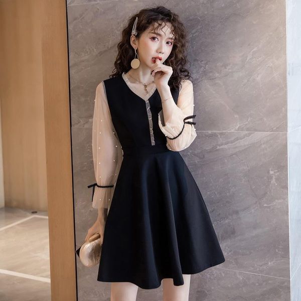 casual dresses s-xxl big size mesh patchwork black mini dress women empire long sleeve korean ladies streetwear winter, Black;gray
casual dresses s-xxl big size mesh patchwork black mini dress women empire long sleeve korean ladies streetwear winter, Black;gray