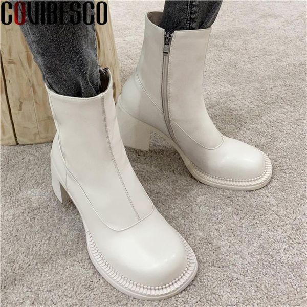 boots covibesco concise genuine leather women's side zipper fashion winter round toe thick heels pumps party basic shoes woman, Black
boots covibesco concise genuine leather women's side zipper fashion winter round toe thick heels pumps party basic shoes woman, Black