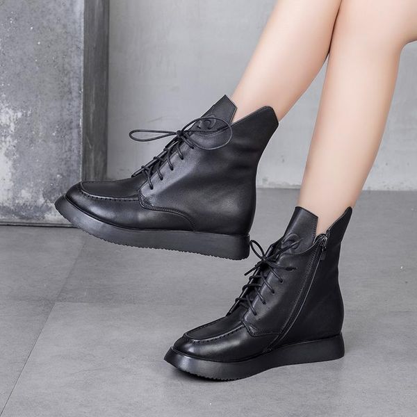 boots genuine leather motorcycle women's 2021 autumn winter increase 5cm short lace-up side zipper woman ankle retro, Black
boots genuine leather motorcycle women's 2021 autumn winter increase 5cm short lace-up side zipper woman ankle retro, Black