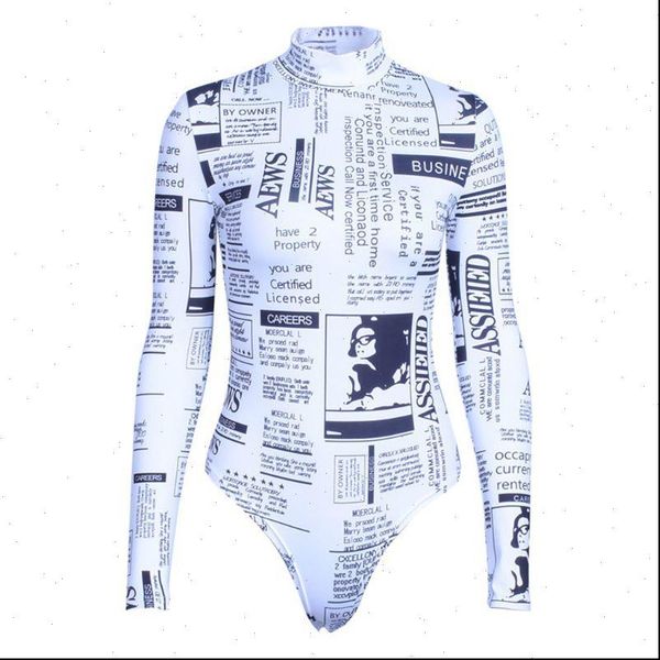 long sleeves pullover women jumpsuits skinny bodysuit vintage newspaper graphic letters printed turtleneck leotard party clubwear, Black;white
long sleeves pullover women jumpsuits skinny bodysuit vintage newspaper graphic letters printed turtleneck leotard party clubwear, Black;white
