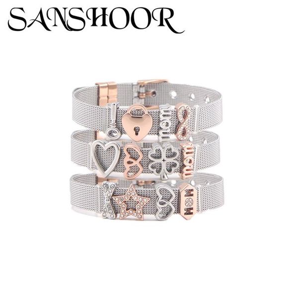 charm bracelets sanshoor silver rose gold stainless steel bracelet set with mom heart diy slide charms for mother as gift, Golden;silver
charm bracelets sanshoor silver rose gold stainless steel bracelet set with mom heart diy slide charms for mother as gift, Golden;silver