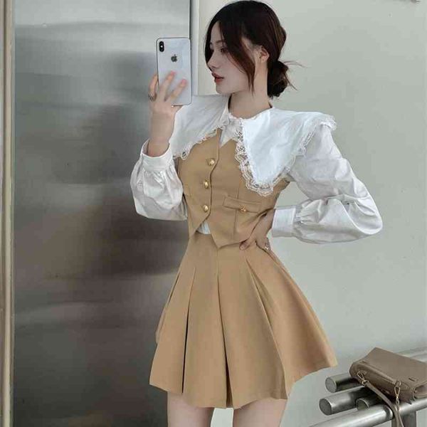 two piece dress set of 3-piece white shirt with a v-neck, short pleated skirt, fashion fall e4nx
two piece dress set of 3-piece white shirt with a v-neck, short pleated skirt, fashion fall e4nx