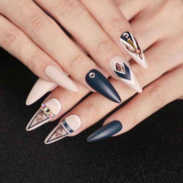 false nails long pointed nail stickers complete 24 pieces of with glue accesorios, Red;gold
false nails long pointed nail stickers complete 24 pieces of with glue accesorios, Red;gold
