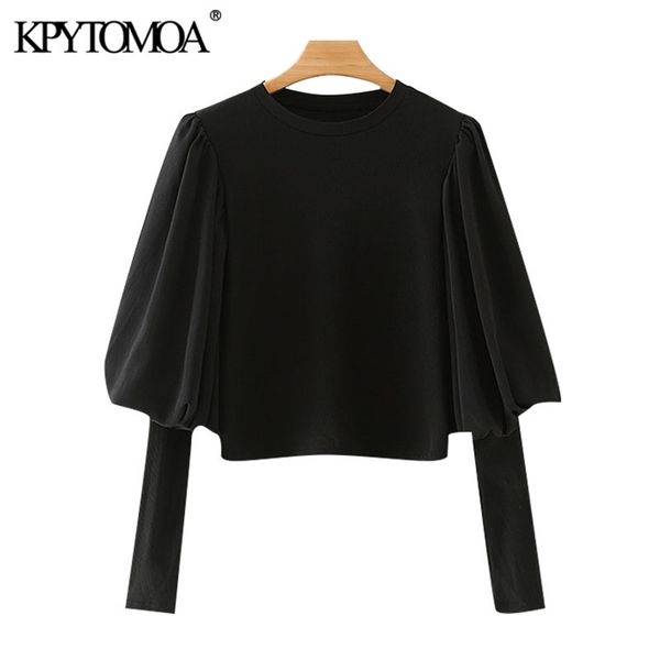 women fashion patchwork cropped blouses o neck lantern sleeve female shirts blusas chic 210420, White
women fashion patchwork cropped blouses o neck lantern sleeve female shirts blusas chic 210420, White