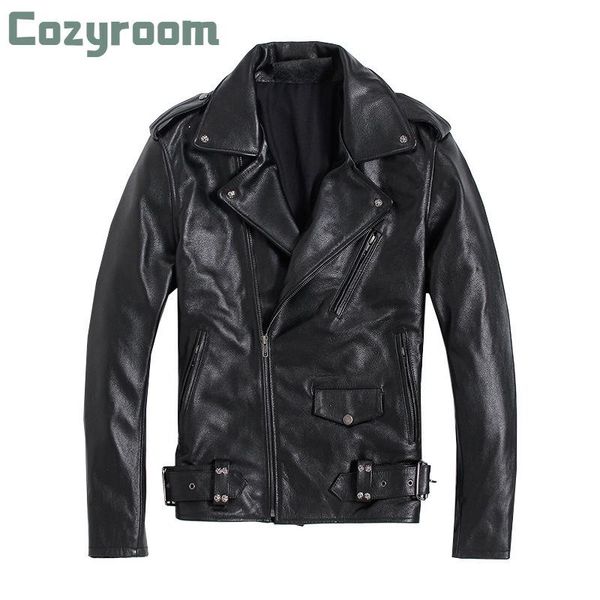men's genuine first layer cowhide leather slim short motorcycle jacket coat punk plus size clothing & faux, Black
men's genuine first layer cowhide leather slim short motorcycle jacket coat punk plus size clothing & faux, Black