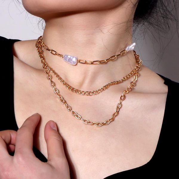 chokers multi-layer fashion clavicle choker geometric pearl necklace for women creative personality simple thick jewelry, Golden;silver
chokers multi-layer fashion clavicle choker geometric pearl necklace for women creative personality simple thick jewelry, Golden;silver