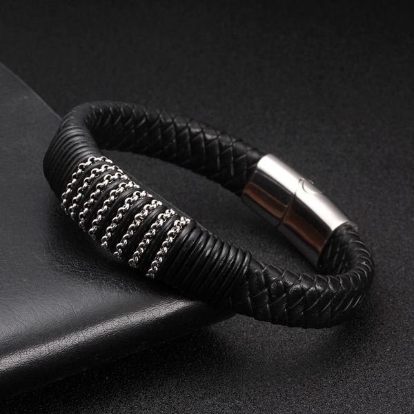 link, chain vintage macrame stainless steel link bandage cuff bracelets luxury men male sporty charm genuine leather, Black
link, chain vintage macrame stainless steel link bandage cuff bracelets luxury men male sporty charm genuine leather, Black