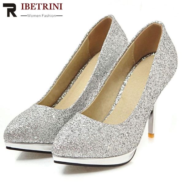 dress shoes ribetrini spring female party sweet shallow woman shining glitters pumps women high thin heels bridal, Black 
dress shoes ribetrini spring female party sweet shallow woman shining glitters pumps women high thin heels bridal, Black