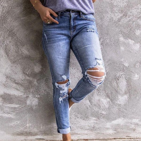 women's jeans ladies hip hop trousers ripped cuff vintage women straight hole destroy high waist casual, Blue
women's jeans ladies hip hop trousers ripped cuff vintage women straight hole destroy high waist casual, Blue