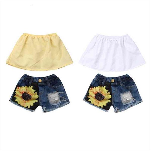 1-5years toddler kids baby girls sunflower outfit solid crop ripped denim shorts 2pcs set outfits, White
1-5years toddler kids baby girls sunflower outfit solid crop ripped denim shorts 2pcs set outfits, White