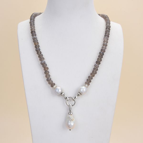 guaiguai jewelry white keshi pearl gray agate pendant necklace for women real gems stone lady fashion jewellery, Silver
guaiguai jewelry white keshi pearl gray agate pendant necklace for women real gems stone lady fashion jewellery, Silver