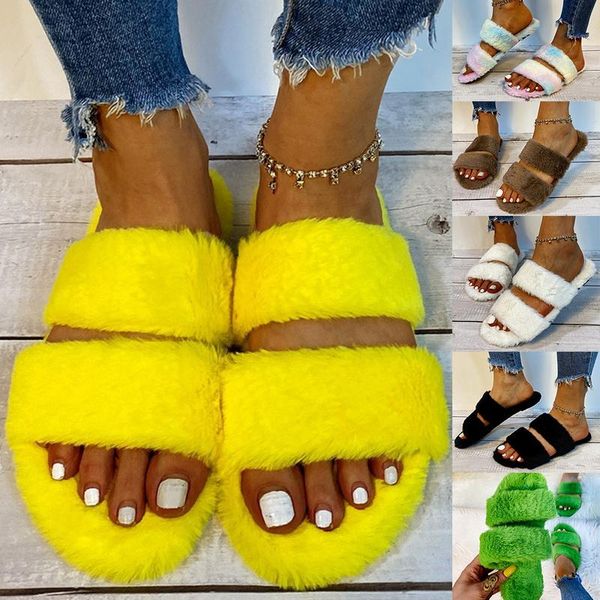 fluffy home slippers women faux fur cozy furry slides open toe slip on soft house floor plush warm shoes, Black
fluffy home slippers women faux fur cozy furry slides open toe slip on soft house floor plush warm shoes, Black