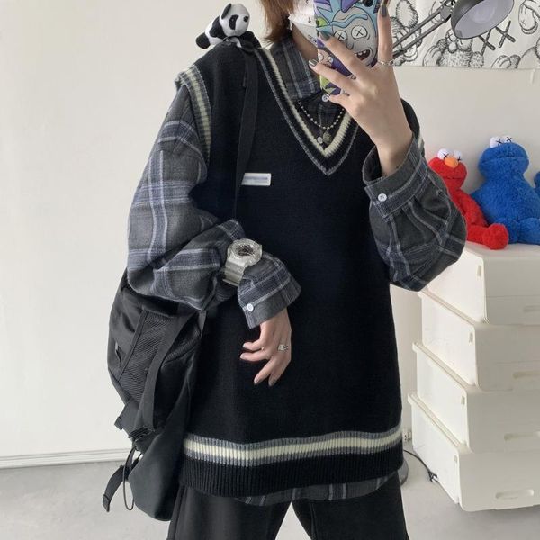 men's sweaters korean sweater vest v-neck sleeveless vests men fashion clothing 2021 knitted streetwear casual clothes male, White;black
men's sweaters korean sweater vest v-neck sleeveless vests men fashion clothing 2021 knitted streetwear casual clothes male, White;black