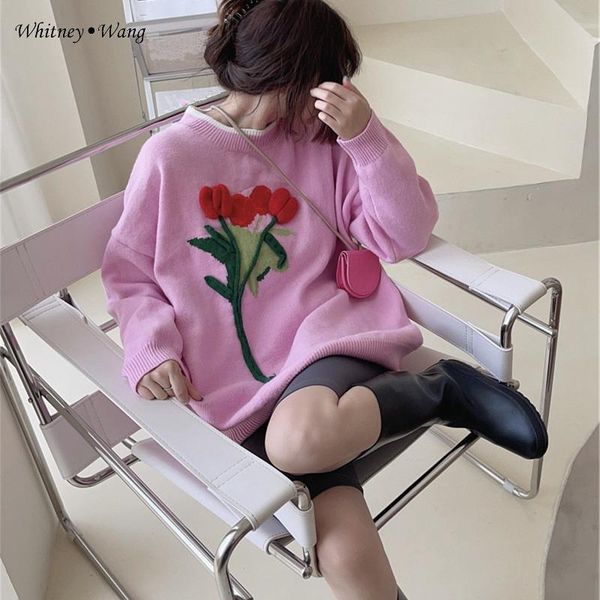 women's sweaters whitney wang 2021 autumn winter fashion streetwear sweet knitted 3d florals sweater women pullover jumper, White;black
women's sweaters whitney wang 2021 autumn winter fashion streetwear sweet knitted 3d florals sweater women pullover jumper, White;black