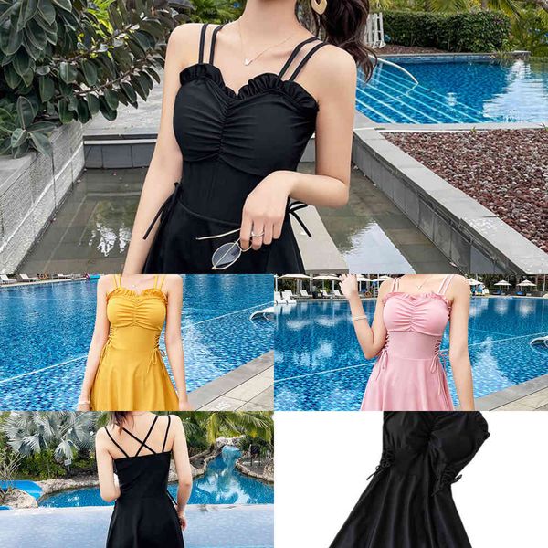 one 2020 conservative new piece swimsuit cover skirt belly show thin fairy model korean style spring swimming suit2021, White;black
one 2020 conservative new piece swimsuit cover skirt belly show thin fairy model korean style spring swimming suit2021, White;black