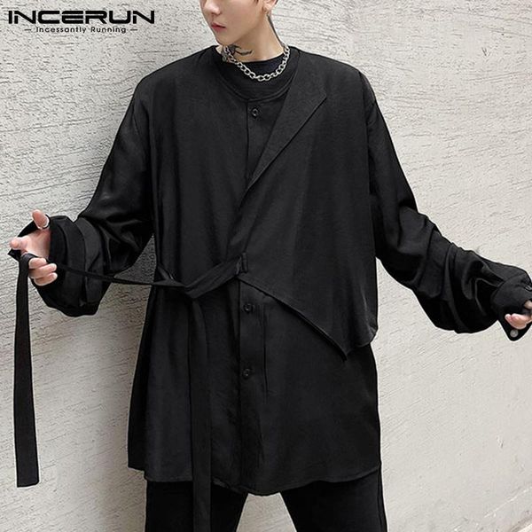 men's casual shirts 2021 fashion men shirt o neck long sleeve solid color button irregular streetwear loose camisas 5xl incerun, White;black
men's casual shirts 2021 fashion men shirt o neck long sleeve solid color button irregular streetwear loose camisas 5xl incerun, White;black