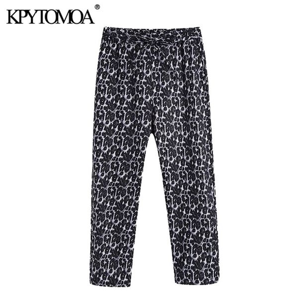 women fashion leopard print side pockets pants vintage high elastic waist drawstrings female ankle trousers mujer 210420, Black;white
women fashion leopard print side pockets pants vintage high elastic waist drawstrings female ankle trousers mujer 210420, Black;white