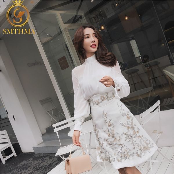 est fashion runway women's long sleeve white blouse+high waist embroidery beading 2 piece skirt set 210520
est fashion runway women's long sleeve white blouse+high waist embroidery beading 2 piece skirt set 210520