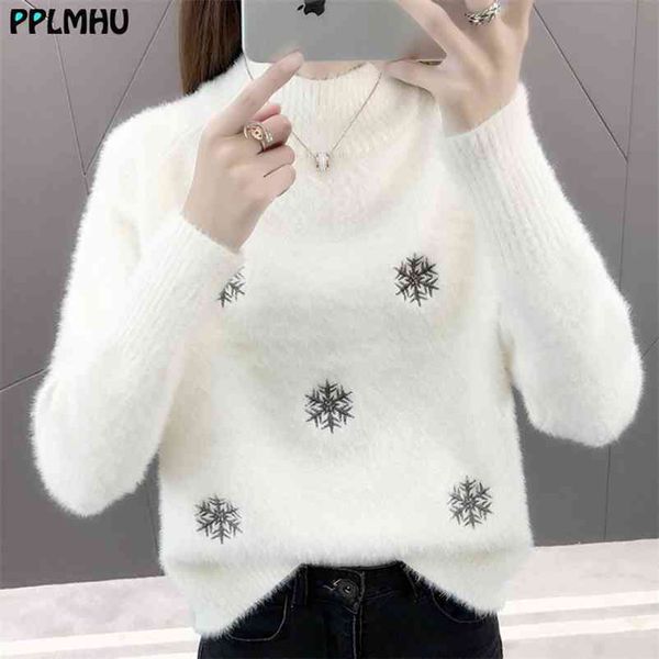 fashion snowflake embroidery half turtleneck sweaters women winter warm imitated mink wool pullovers arrival knitted 210522, White;black
fashion snowflake embroidery half turtleneck sweaters women winter warm imitated mink wool pullovers arrival knitted 210522, White;black