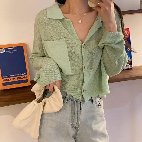 women's blouses & shirts thin cardigans all match solid high waist women loose 2021 chic minimalist casual linen short knitted turn-dow, White
women's blouses & shirts thin cardigans all match solid high waist women loose 2021 chic minimalist casual linen short knitted turn-dow, White